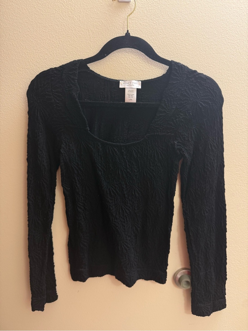 Long-Sleeve Square Neck Top